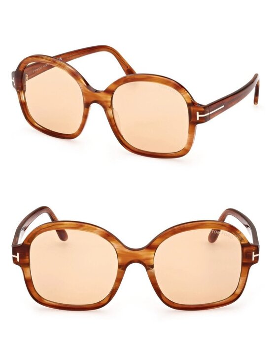 TOM FORD Hanley TF1034 45E 57mm Photochromic Butterfly Sunglasses Amber / Brown